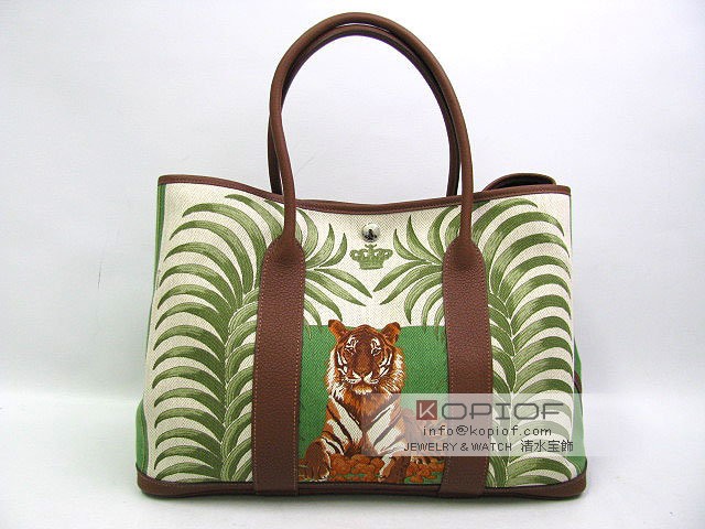 エルメス ガーデン スーパーコピーパーティPM 王者の虎(トラ-タイガー)キャンバス-虎柄(シルバー金具) her021